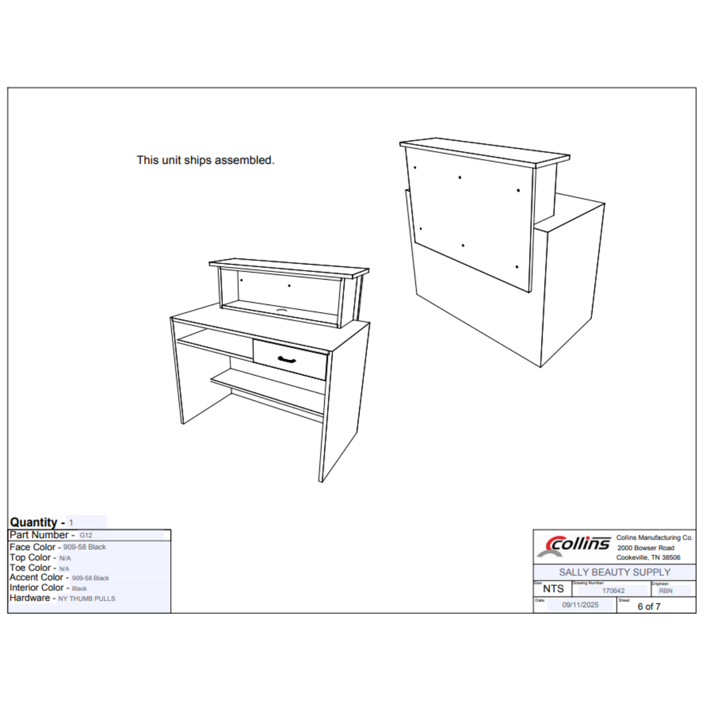 Montego Desk - Matte Black (909-58)